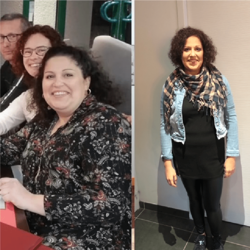Femme avant après un rééquilibrage alimentaire par Émilie coach en nutrition à Roanne
